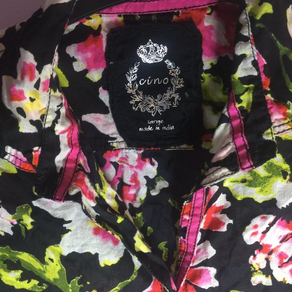 Cino Boutique Beautiful Vibrant Cotton Blouse Great Fit - Picture 3 of 14